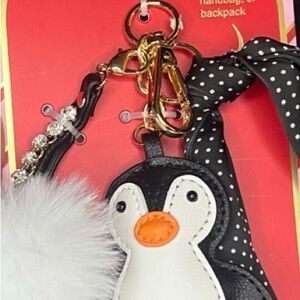 Piper Penguin Keychain with Polk a dot Ribbon